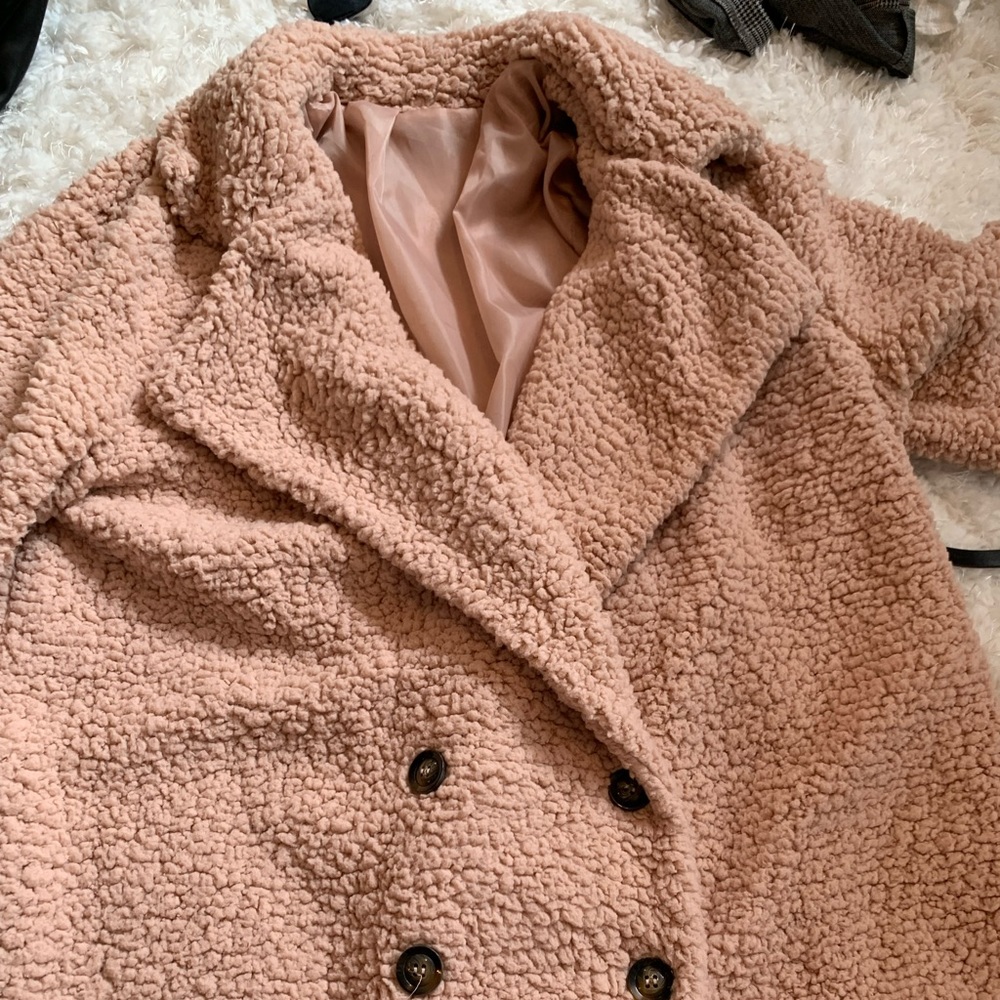 Pink teddy coat